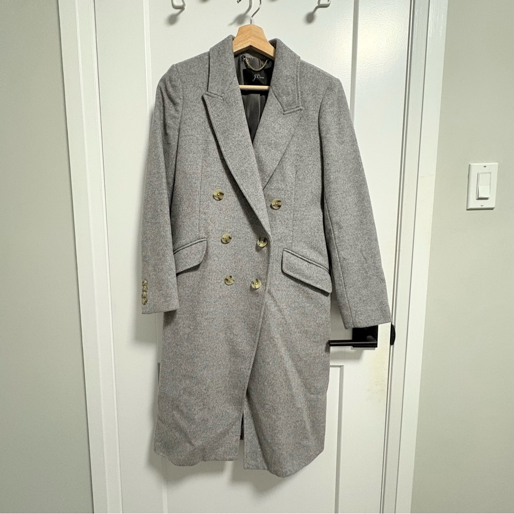 J. Crew Gray Coat with Gold Chain Accent